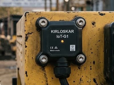 Aztrax prototype industrial movement tag installed on steel equipment frame